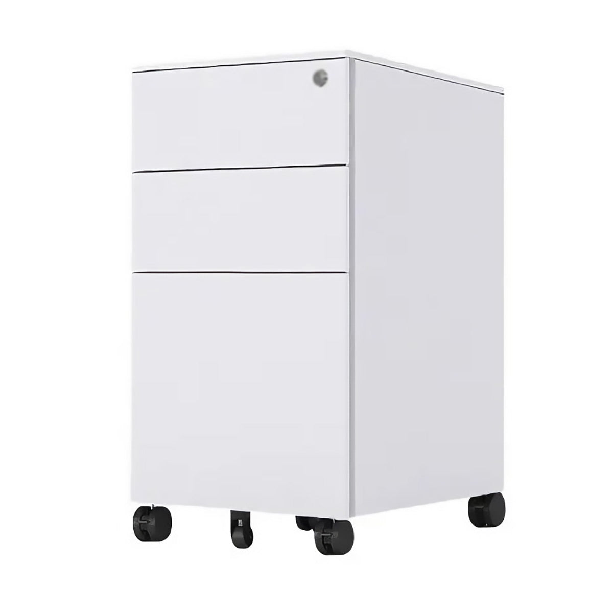 Under-Desk Rolling 3-Drawer Cabinet with Top Lock