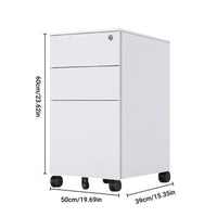 Under-Desk Rolling 3-Drawer Cabinet with Top Lock