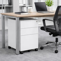 Under-Desk Rolling 3-Drawer Cabinet with Top Lock