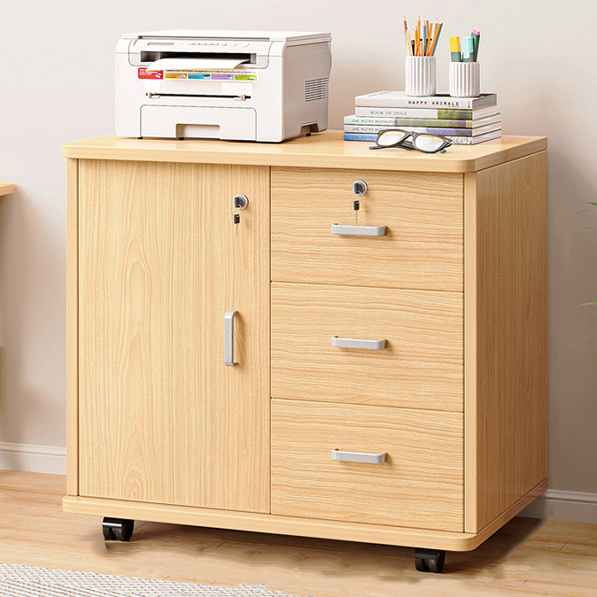 Rolling 23-Inch Cabinet with Locking Drawers