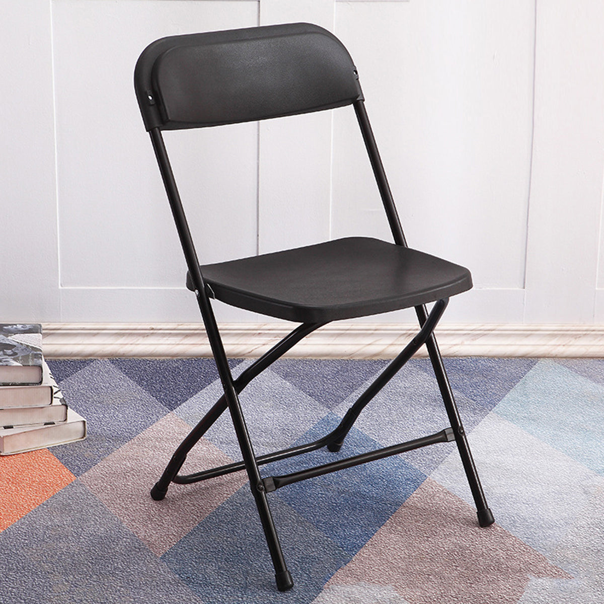 Folding Chair with Plastic Seat and Metal Frame