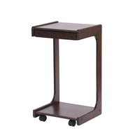 Solid Wood C-Shape Coffee Table with Drawer
