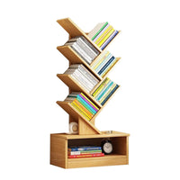 Tree-Inspired Wood Bookcase with 8 Layered Shelves
