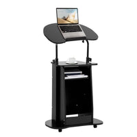 Rolling Side Table with Tilt Top and Lower Cabinet