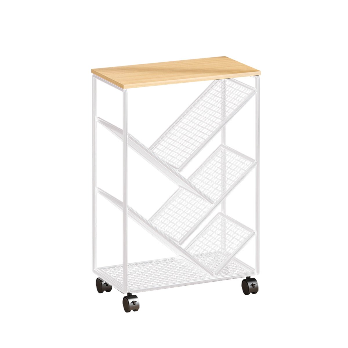 Compact Rolling Bookcase with Countertop Top
