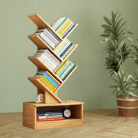 Tree-Inspired Wood Bookcase with 8 Layered Shelves
