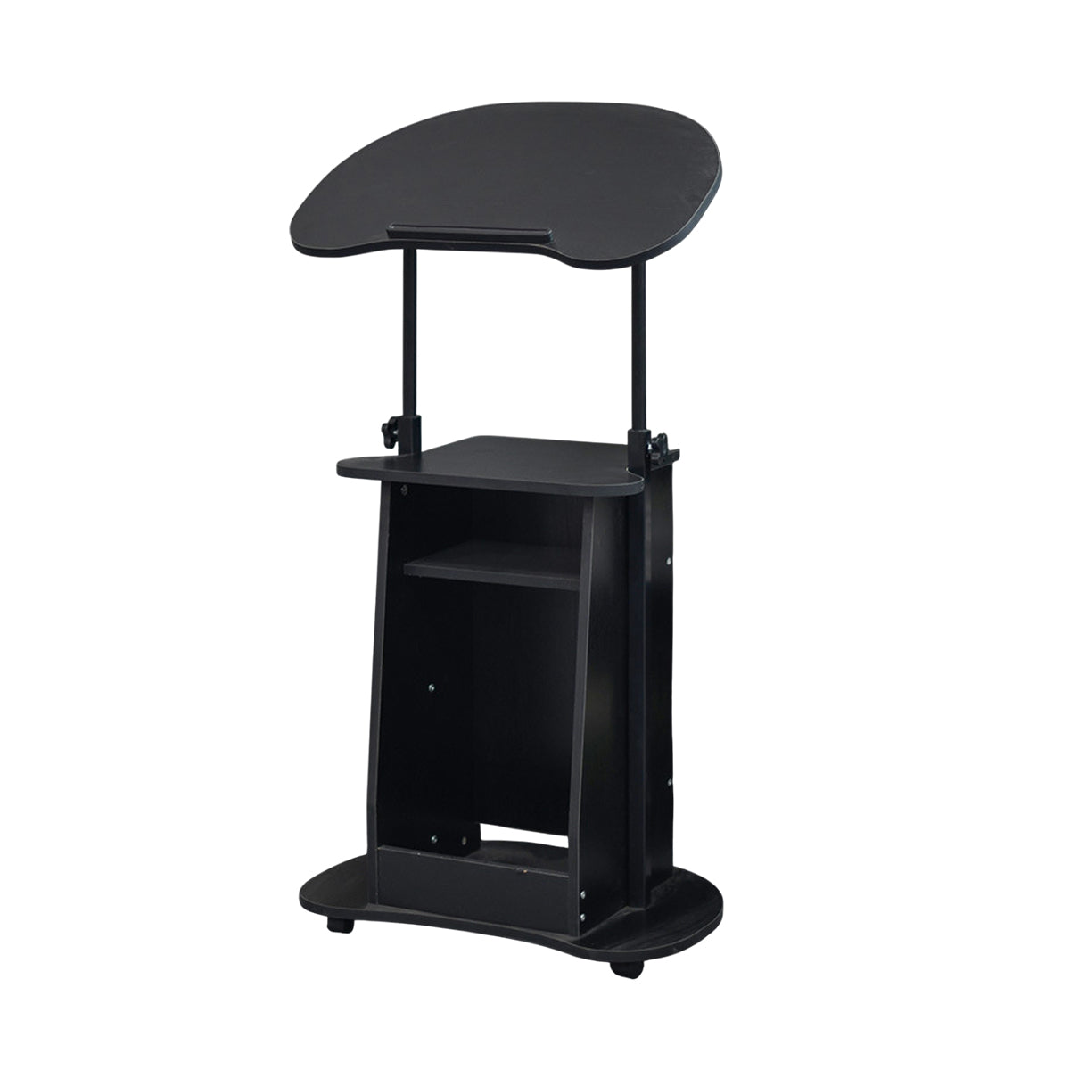 Rolling Side Table with Tilt Top and Lower Cabinet
