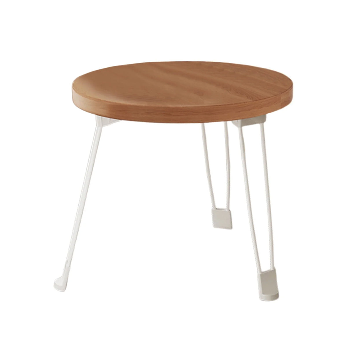 Cream Folding Round Table with Sturdy Steel Legs