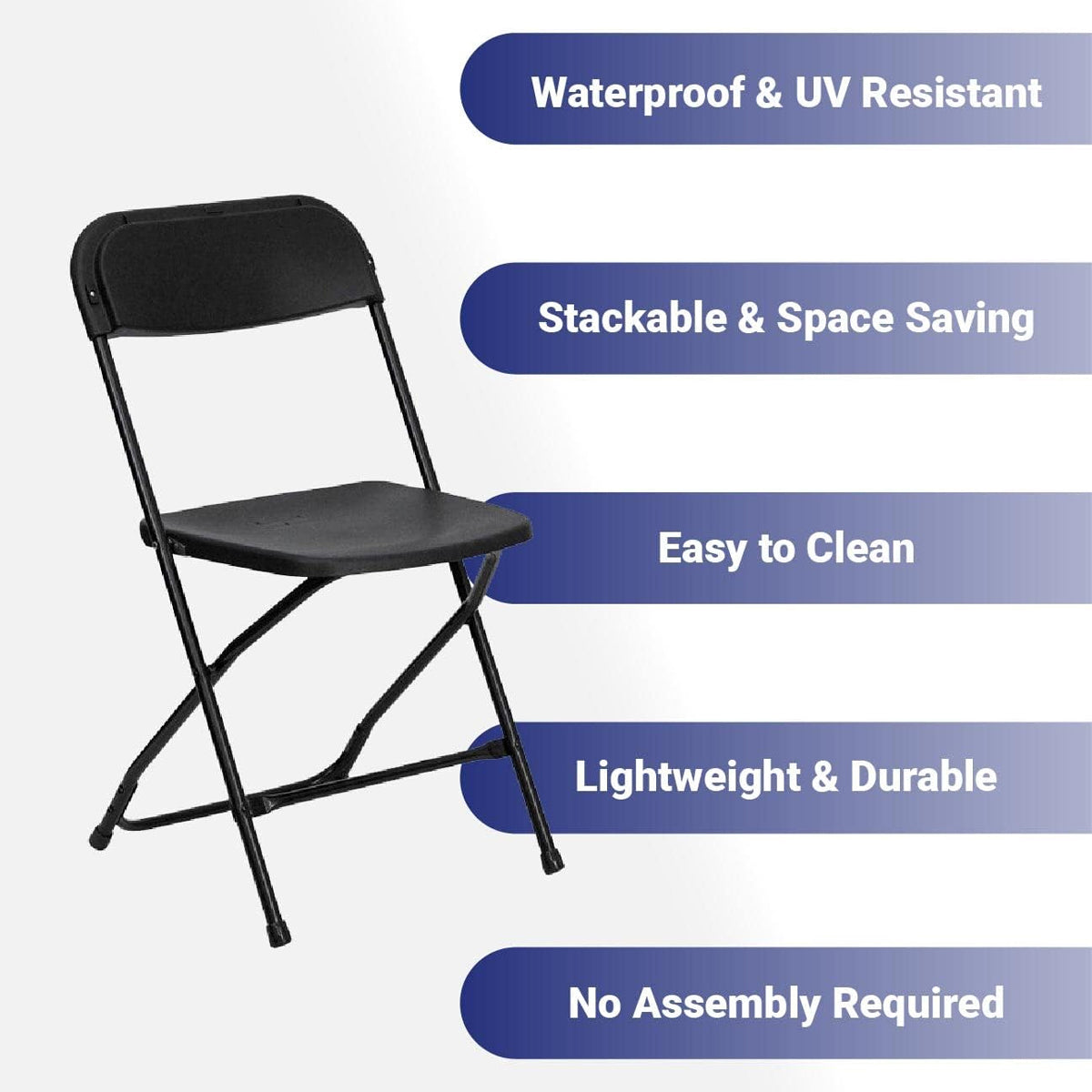 Folding Chair with Plastic Seat and Metal Frame