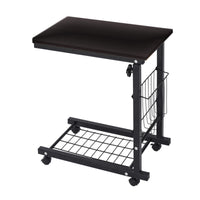 Rolling Side Table with Steel Frame and Basket