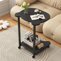 Black Curved Side Table with Two Tiers and Handles