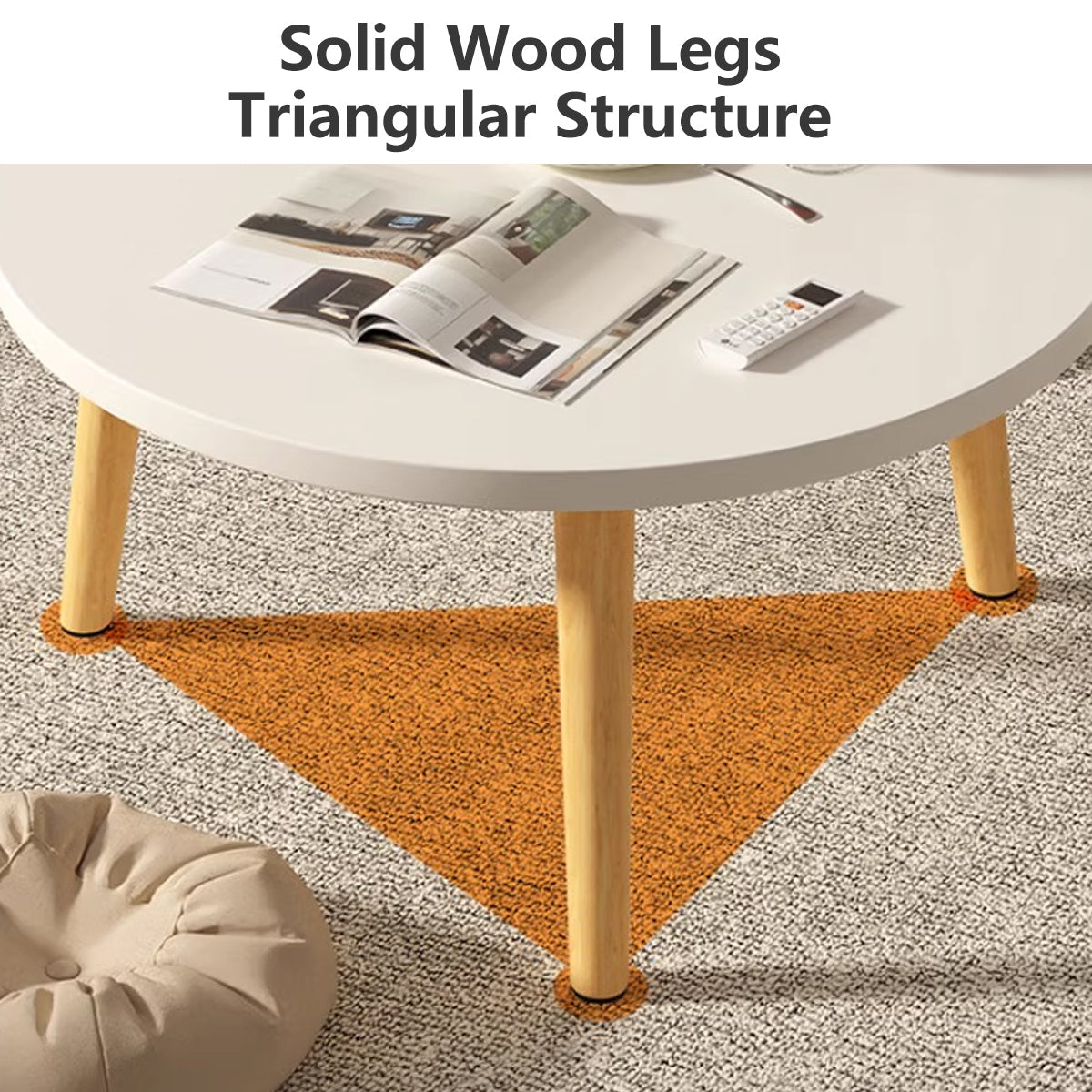 Round Sofa End Table 50x30cm with Wood Legs