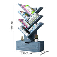 Tree-Shape Wood Bookcase with Slanted Shelves