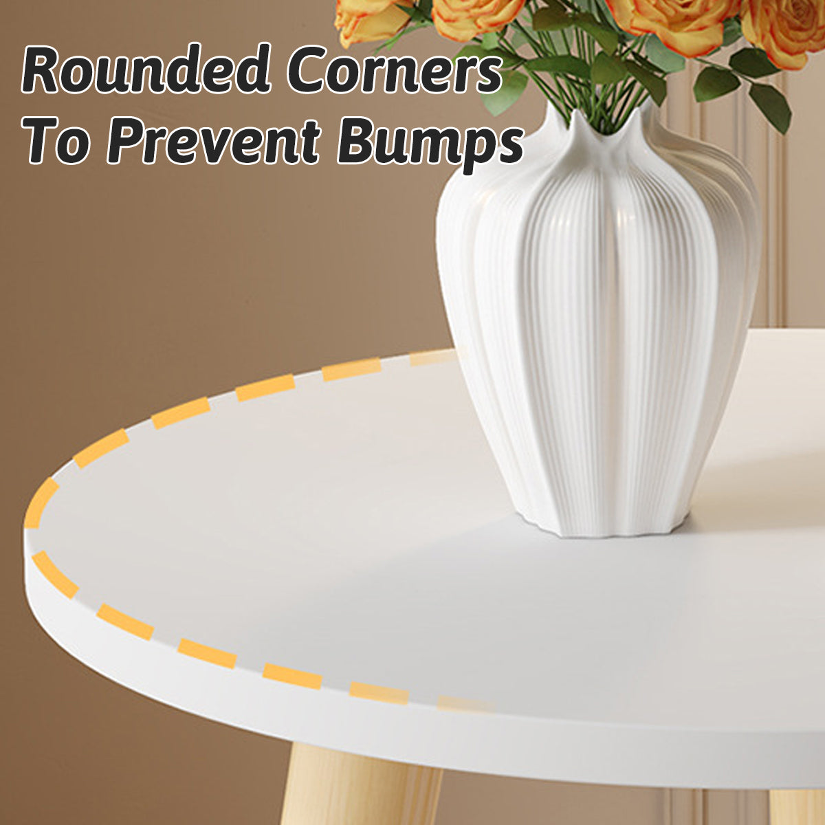 Nordic 2-Tier Round Side Table with Wood Legs