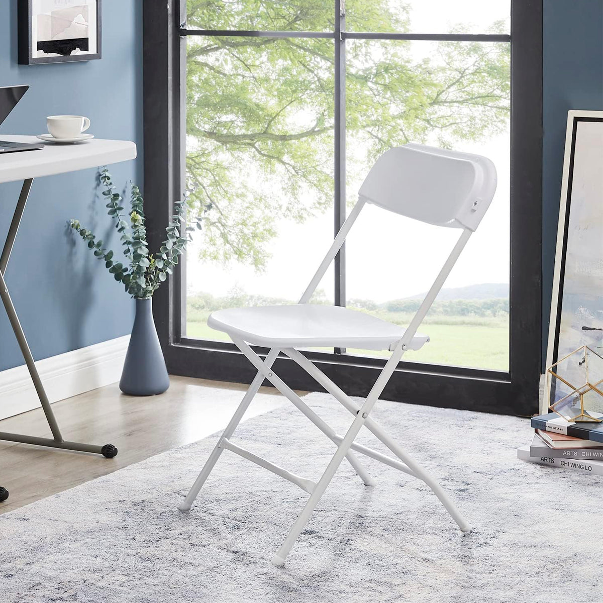 Folding Chair with Plastic Seat and Metal Frame