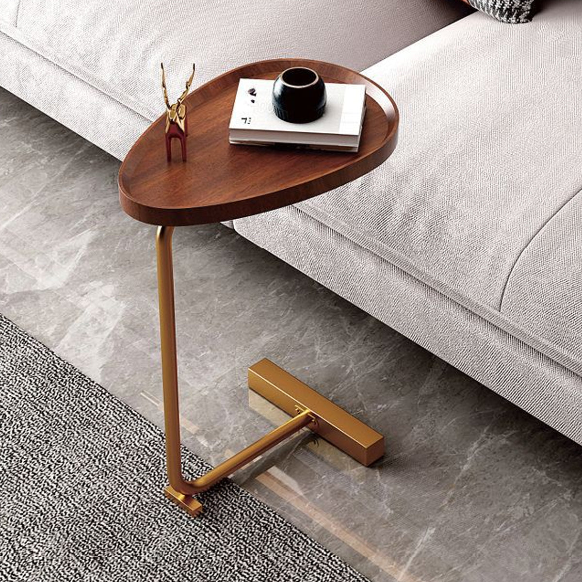 Compact MDF Side Table on Iron Legs