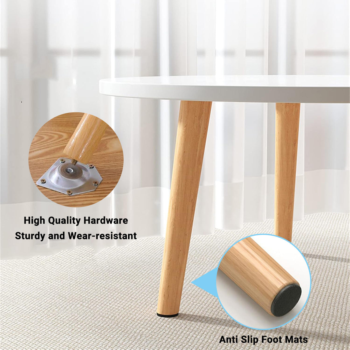 Round Solid Wood Side Table 40x30cm