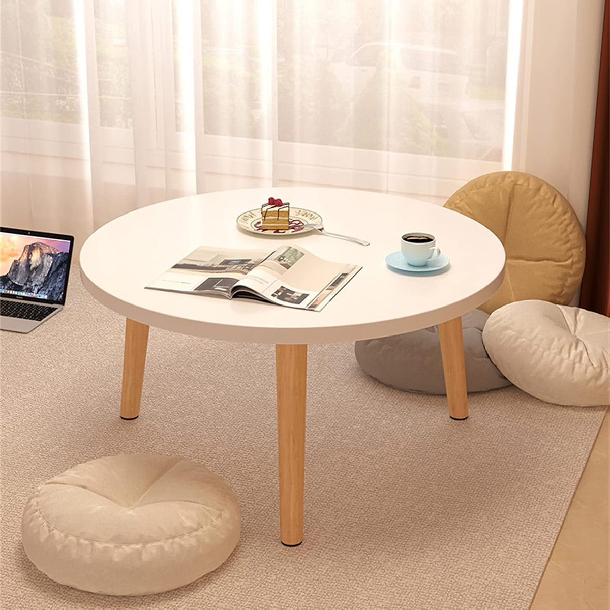 Round Solid Wood Side Table 40x30cm