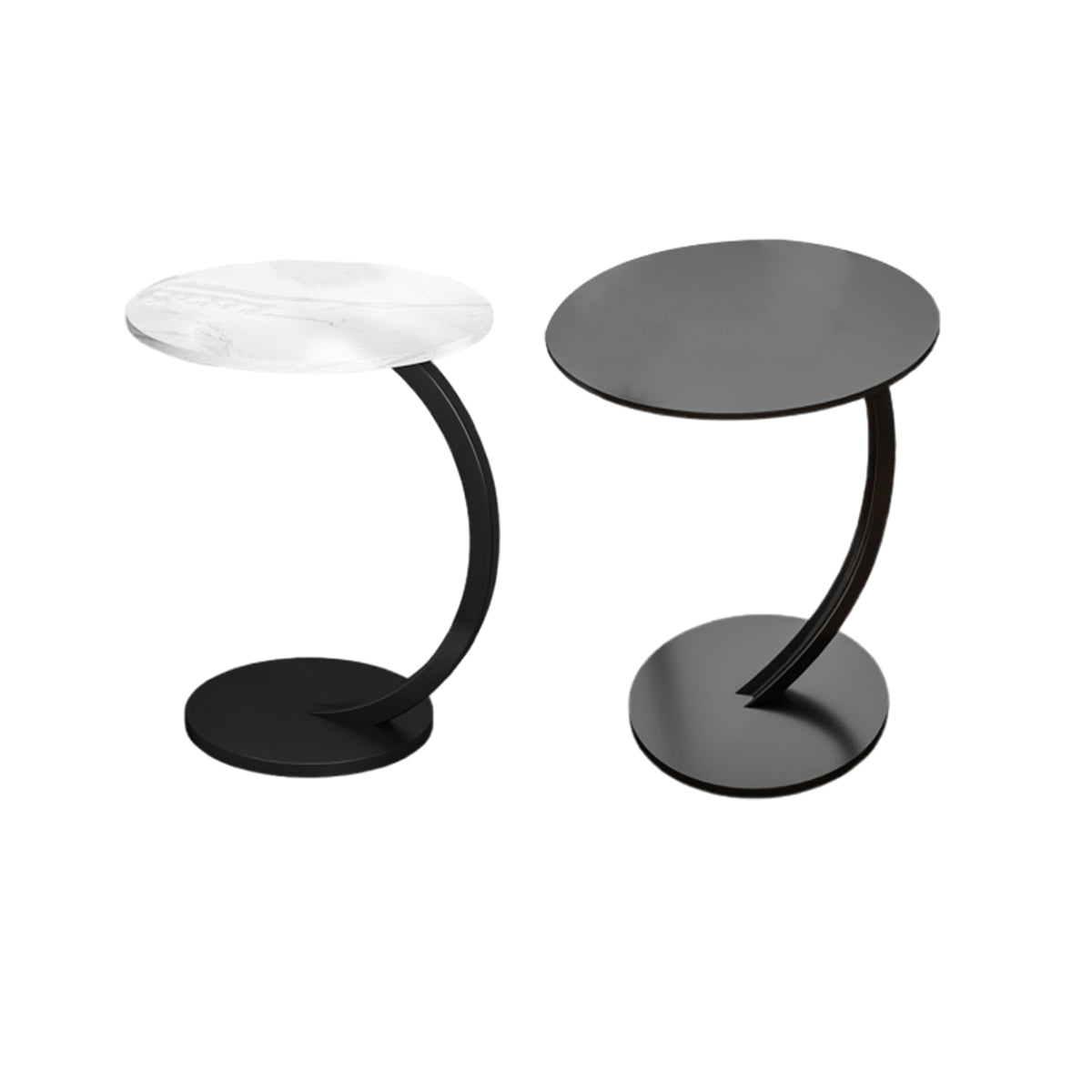 C-Shape Sofa Side Table with Steel Frame