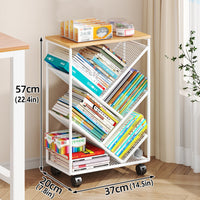 Compact Rolling Bookcase with Countertop Top