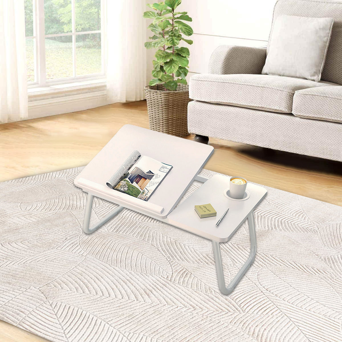 Folding Bedside Tray 21.6x12.6 Inch Tilt Top