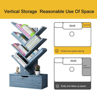 Tree-Shape Wood Bookcase with Slanted Shelves