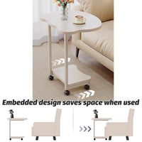Embedded Sofa Side Table with Rolling Wheels