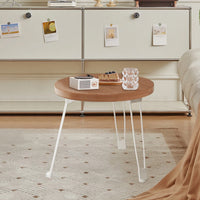 Cream Folding Round Table with Sturdy Steel Legs
