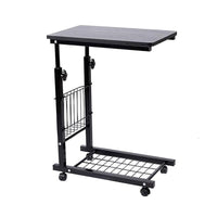 Rolling Side Table with Steel Frame and Basket