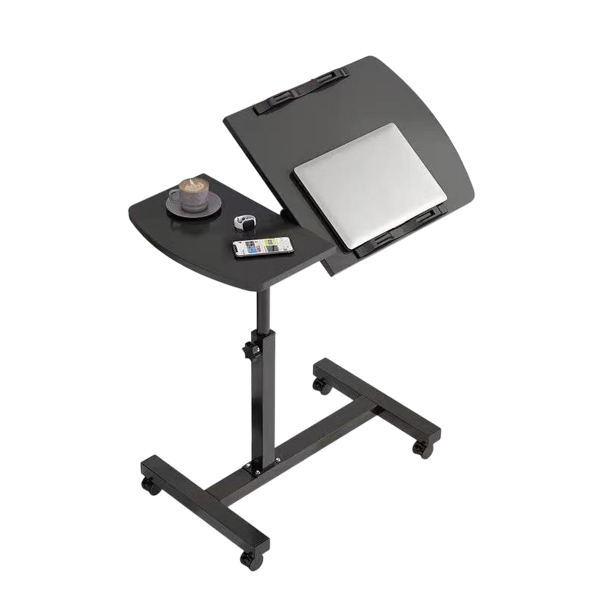 Rolling Bedside Tray Table with 90-Degree Top