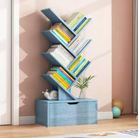 Tree-Shape Wood Bookcase with Slanted Shelves