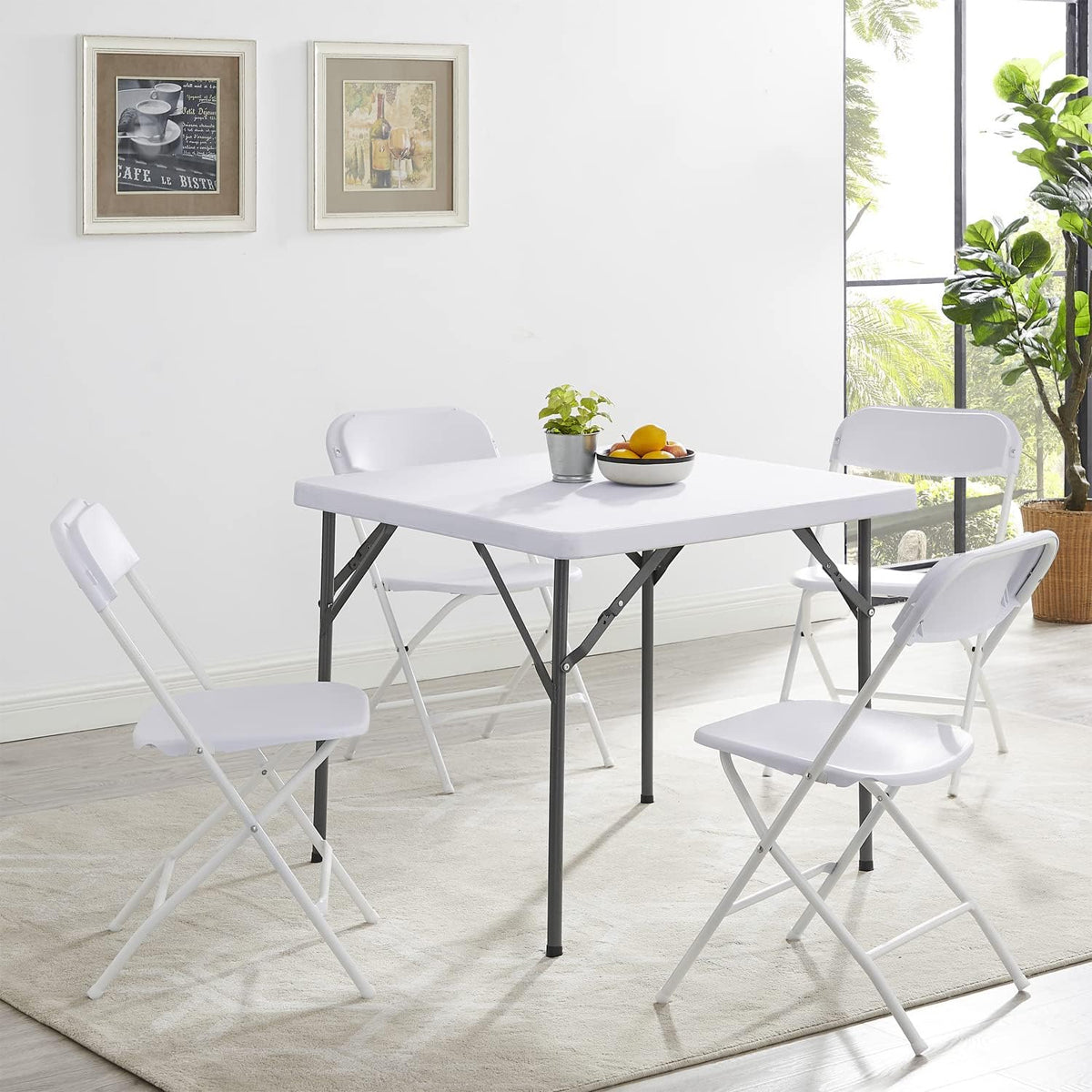 Folding Chair with Plastic Seat and Metal Frame