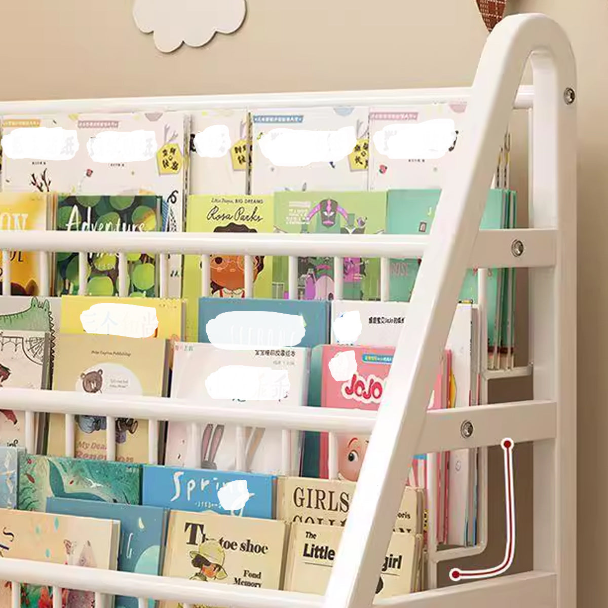 Kids Picture Book Cart in Wood with Snap Edges