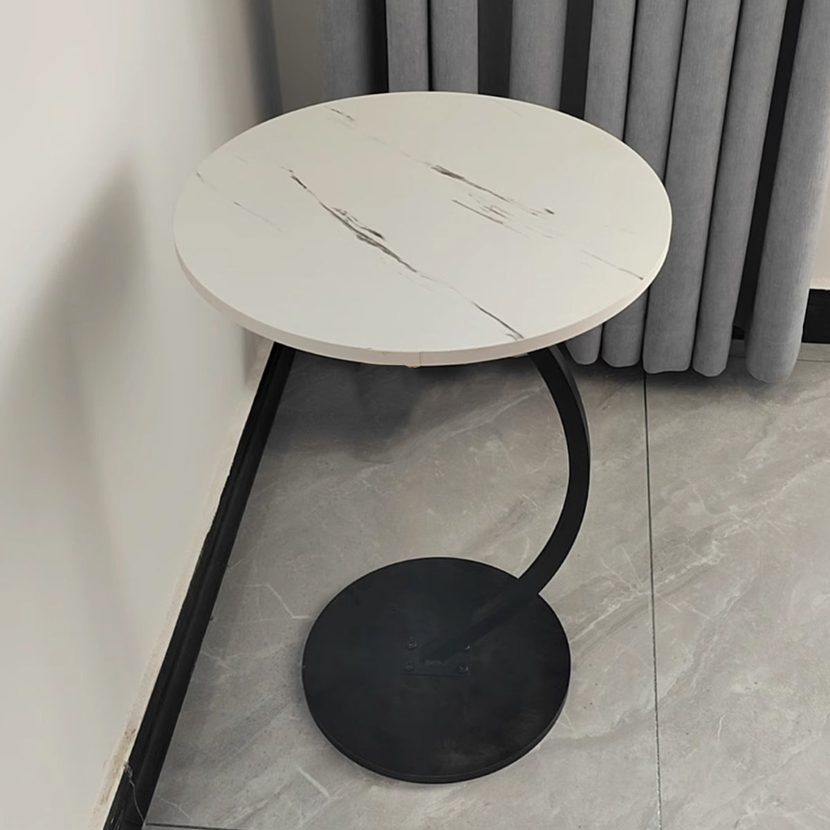 C-Shape Sofa Side Table with Steel Frame