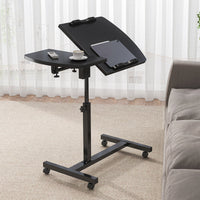Rolling Bedside Tray Table with 90-Degree Top