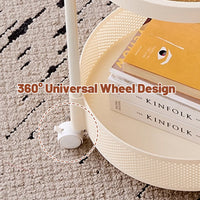 Glass Top Rolling Side Table with Mesh Lower Shelf