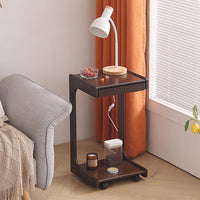 Solid Wood C-Shape Coffee Table with Drawer