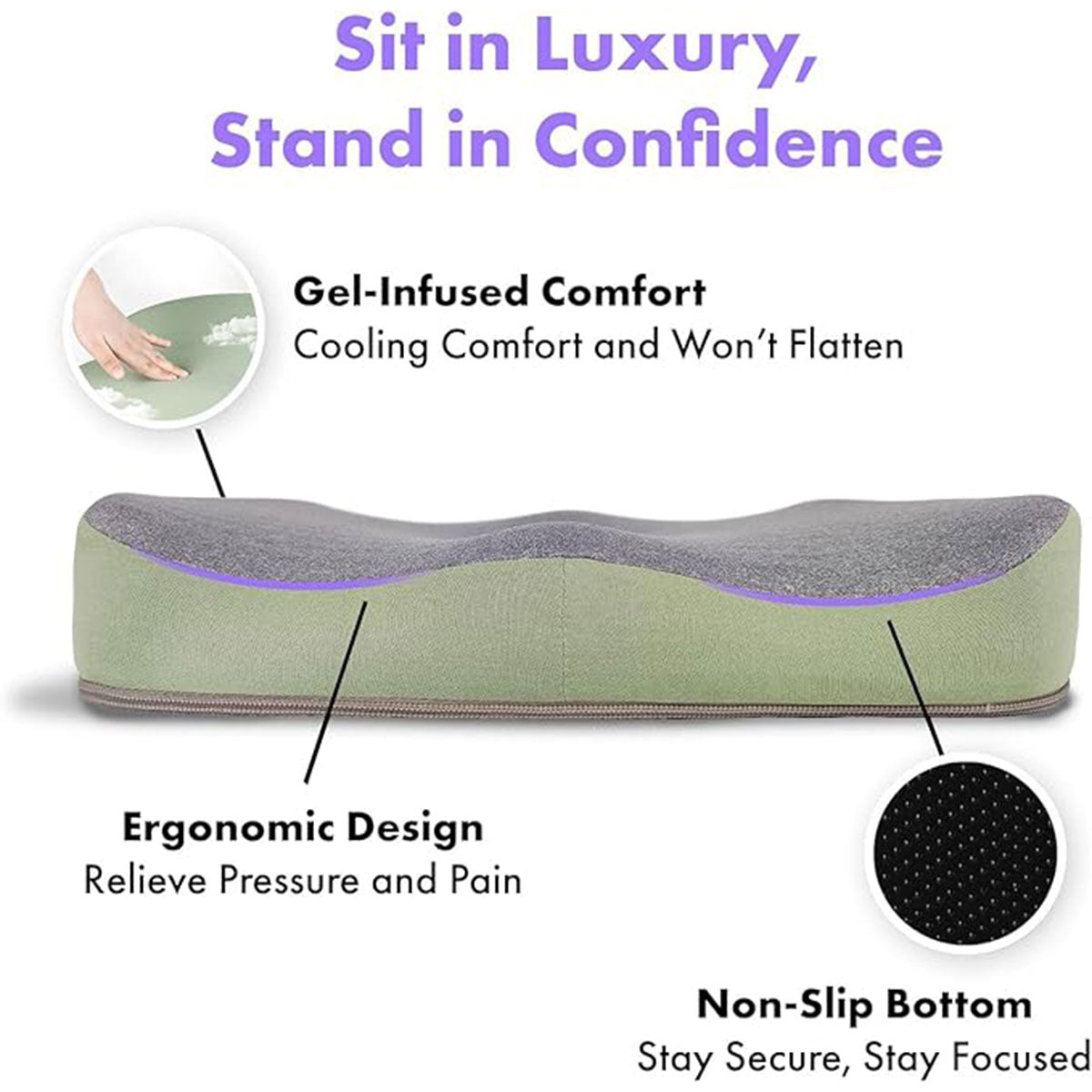 Coccyx Memory Foam Chair Pad with Cover