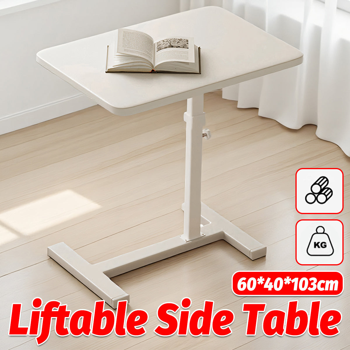 Rolling Liftable Side Table 69-103cm Frame