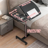 Rolling Bedside Tray Table with 90-Degree Top