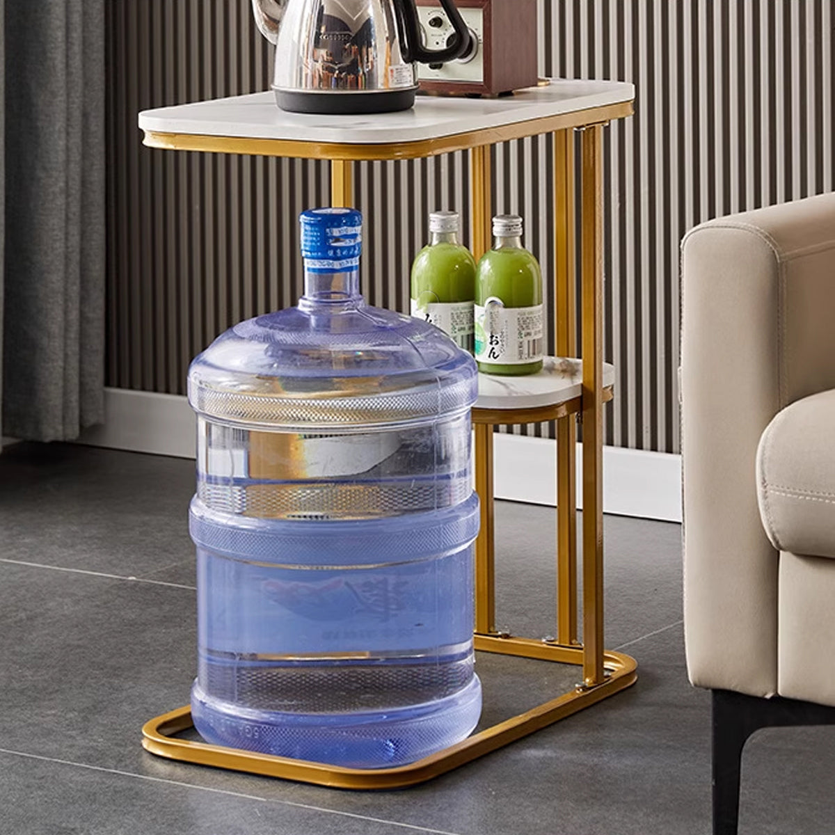 Two-Tier End Table with Marble Look Board
