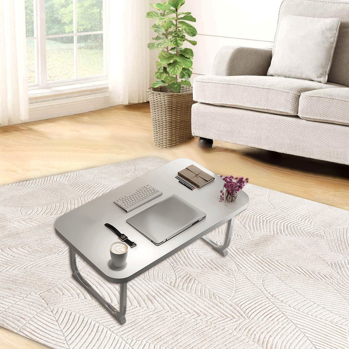 Folding Bed Tray Table with Retractable Legs