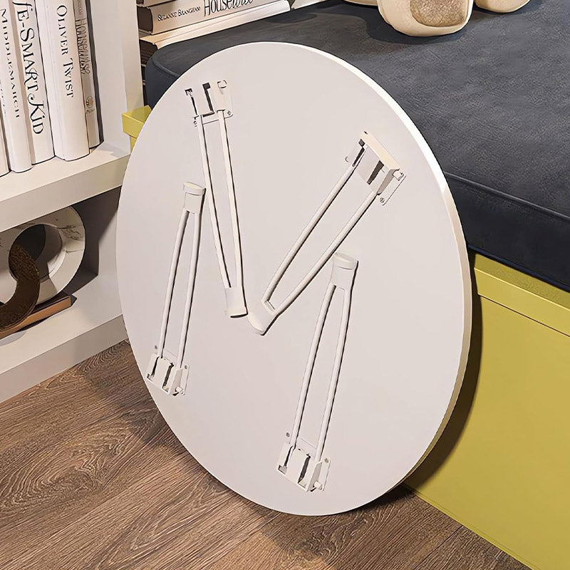 Folding Round Side Table 50x35cm White MDF Top