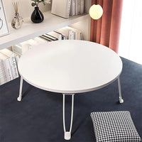 Folding Round Side Table 50x35cm White MDF Top