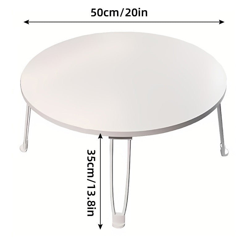 Folding Round Side Table 50x35cm White MDF Top