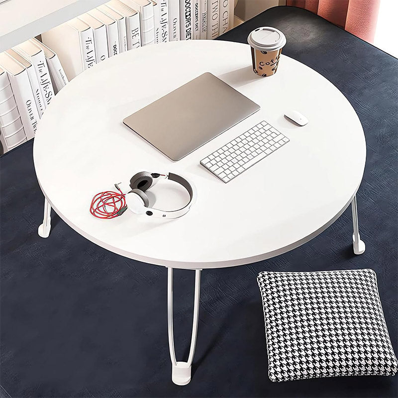 Folding Round Side Table 50x35cm White MDF Top
