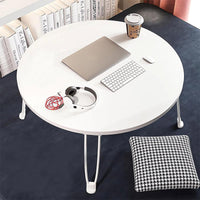 Folding Round Side Table 50x35cm White MDF Top