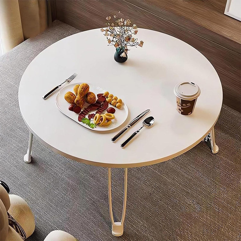 Folding Round Side Table 50x35cm White MDF Top