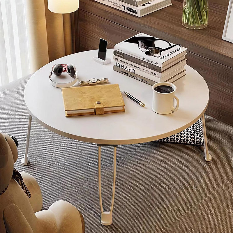 Folding Round Side Table 50x35cm White MDF Top