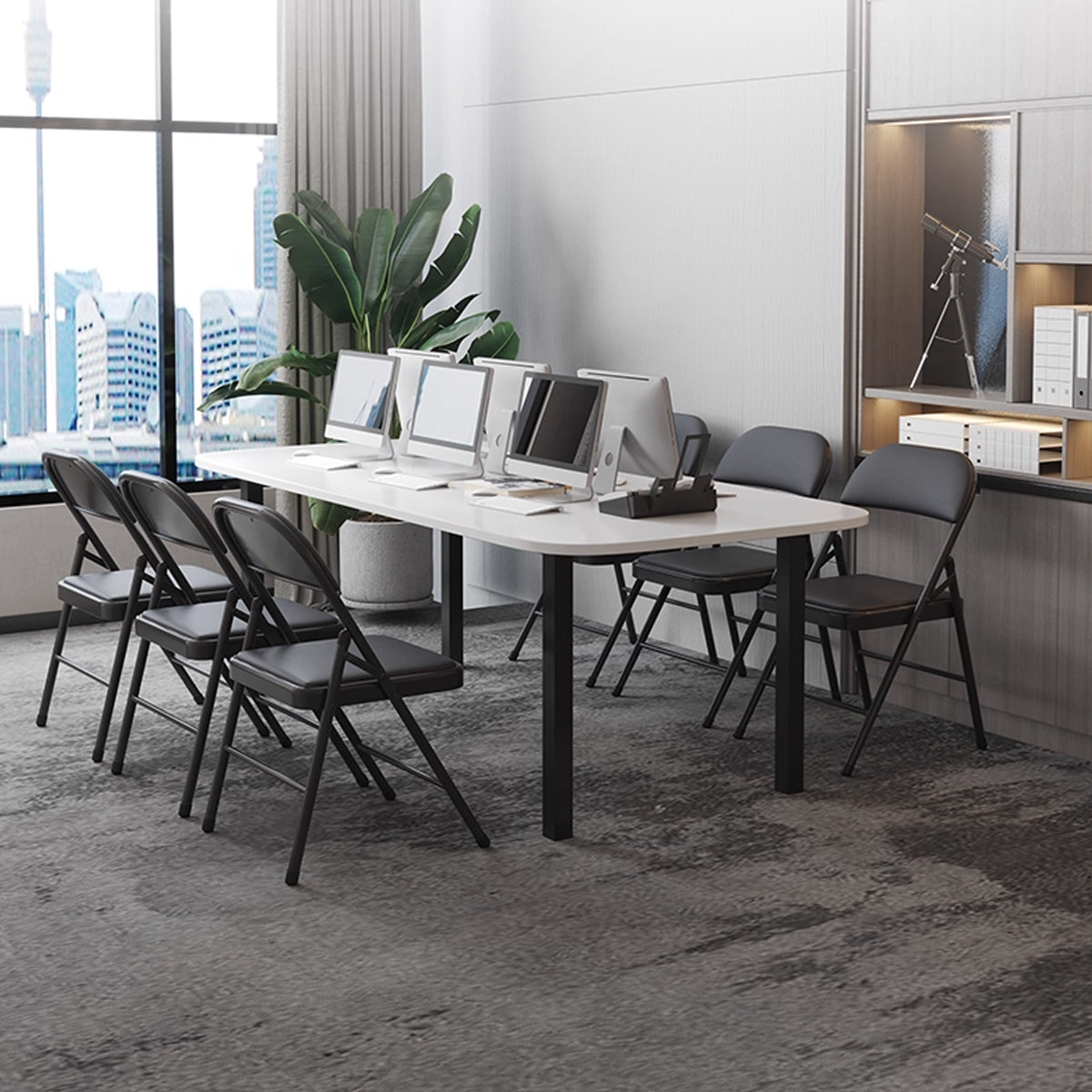 Set of 2 PU Leather Folding Spine Chairs